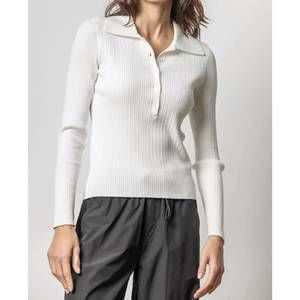NEW LILLA P polo collar henley sweater in white